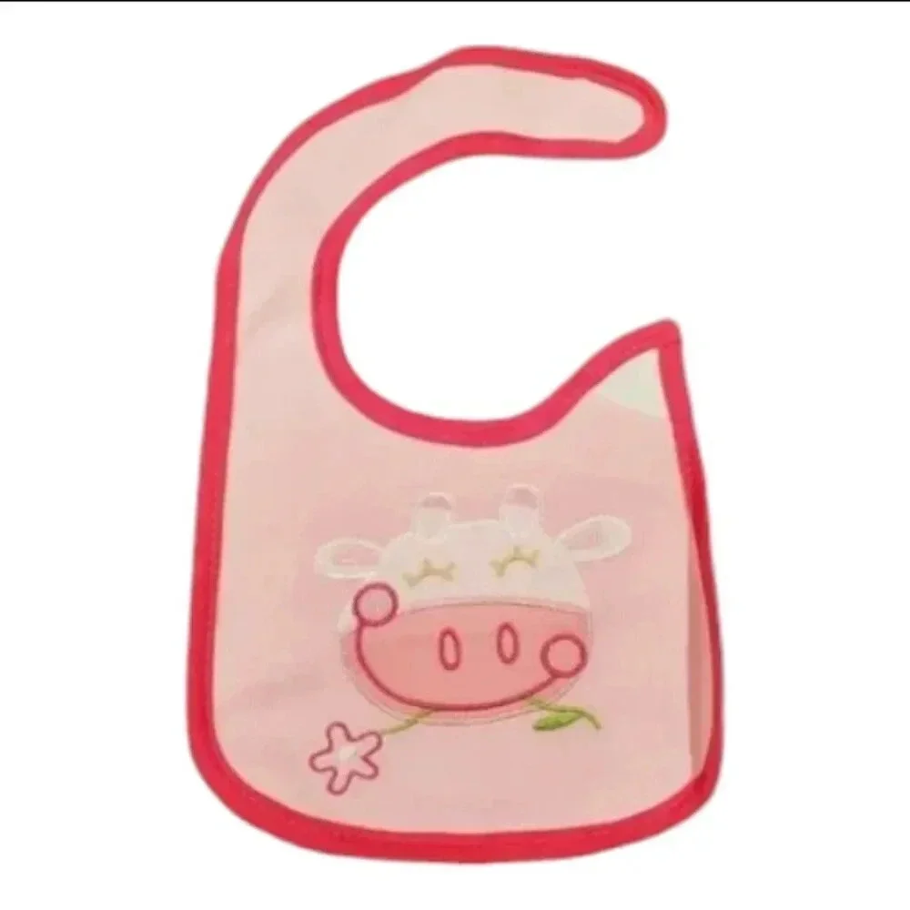 Baby Girl Gift Set Happy Cow Bib, Mittens, and Sock Gift Set with Organza Bag